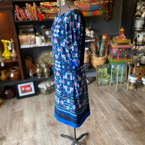 Eliza J size 12 fully lined geometric pattern poly blend midi dress - Picture 6 of 10